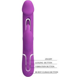 PRETTY LOVE - VIBRADOR MULTIFUNCIÓN KAMPAS 3 EN 1 CON FORMA DE CONEJO, COLOR MORADO