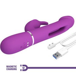 PRETTY LOVE - VIBRADOR MULTIFUNCIÓN KAMPAS 3 EN 1 CON FORMA DE CONEJO, COLOR MORADO