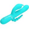 PRETTY LOVE - VIBRADOR MULTIFUNCIÓN CAMMY 4 EN 1 CON FORMA DE CONEJO TRIPLE AZUL