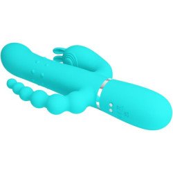 PRETTY LOVE - VIBRADOR MULTIFUNCIÓN CAMMY 4 EN 1 CON FORMA DE CONEJO TRIPLE AZUL