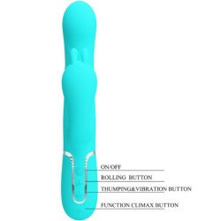PRETTY LOVE - VIBRADOR MULTIFUNCIÓN CAMMY 4 EN 1 CON FORMA DE CONEJO TRIPLE AZUL