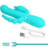 PRETTY LOVE - VIBRADOR MULTIFUNCIÓN CAMMY 4 EN 1 CON FORMA DE CONEJO TRIPLE AZUL