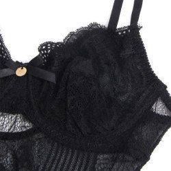 SUBBLIME - 955618 BODY DE ENCAJE CON CIERRE INFERIOR NEGRO TALLA S/M