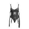 SUBBLIME - 955496 BODY DE ENCAJE CON LAZOS Y LIGUEROS NEGRO S/M