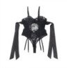 SUBBLIME - 955496 BODY DE ENCAJE CON LAZOS Y LIGUEROS NEGRO S/M