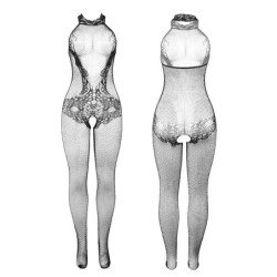 SUBBLIME - 951801 BODY SIN ENTREPIERNA DE RED Y ENCAJE CON CUELLO ALTO NEGRO TALLA ÚNICA