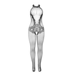 SUBBLIME - 951801 BODY SIN ENTREPIERNA DE RED Y ENCAJE CON CUELLO ALTO NEGRO TALLA ÚNICA