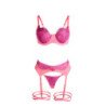 SUBBLIME - 955359 CONJUNTO DE SUJETADOR CON ENCAJE Y LIGUEROS ROSA Y MORADO S/M