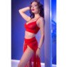 CHILIROSE - CR 4850 SET TOP ROJO Y LEGGINS CON COMPLEMENTOS DORADOS L