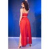 CHILIROSE - CR 4850 SET TOP ROJO Y LEGGINS CON COMPLEMENTOS DORADOS L