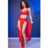CHILIROSE - CR 4850 SET TOP ROJO Y LEGGINS CON COMPLEMENTOS DORADOS M