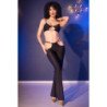 CHILIROSE - CR 4851 SET TOP NEGRO Y LEGGINS CON COMPLEMENTOS DORADOS M