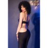 CHILIROSE - CR 4851 SET TOP NEGRO Y LEGGINS CON COMPLEMENTOS DORADOS M