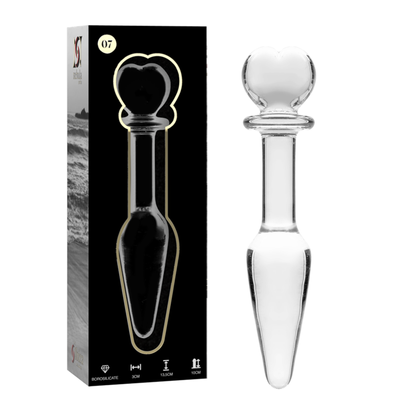SERIE NEBULA DE IBIZA - MODELO 7 TAPÓN ANAL DE VIDRIO DE BOROSILICATO TRANSPARENTE 13,5 CM -O- 3 CM