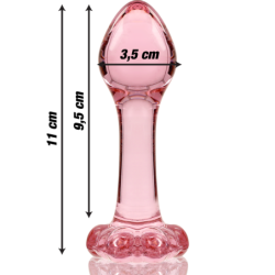 SERIE NEBULA DE IBIZA - MODELO 2 TAPÓN ANAL DE VIDRIO DE BOROSILICATO ROSA 11 CM -O- 3,5 CM