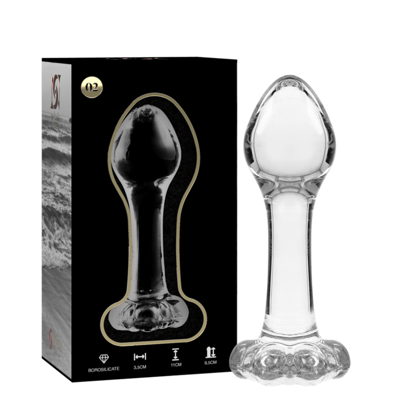 SERIE NEBULA DE IBIZA - MODELO 2 TAPÓN ANAL DE VIDRIO DE BOROSILICATO TRANSPARENTE 11 CM -O- 3,5 CM