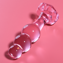 SERIE NEBULA DE IBIZA - MODELO 1 TAPÓN ANAL DE VIDRIO DE BOROSILICATO ROSA 10,5 CM -O- 3 CM