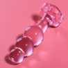 SERIE NEBULA DE IBIZA - MODELO 1 TAPÓN ANAL DE VIDRIO DE BOROSILICATO ROSA 10,5 CM -O- 3 CM