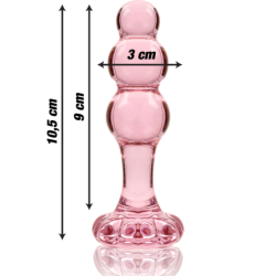 SERIE NEBULA DE IBIZA - MODELO 1 TAPÓN ANAL DE VIDRIO DE BOROSILICATO ROSA 10,5 CM -O- 3 CM