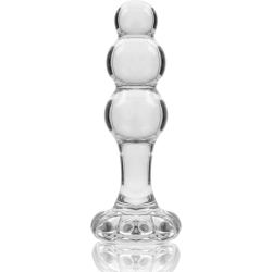 SERIE NEBULA DE IBIZA - MODELO 1 TAPÓN ANAL DE VIDRIO DE BOROSILICATO TRANSPARENTE 10,5 CM -O- 3 CM
