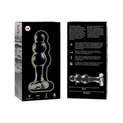 SERIE NEBULA DE IBIZA - MODELO 1 TAPÓN ANAL DE VIDRIO DE BOROSILICATO TRANSPARENTE 10,5 CM -O- 3 CM