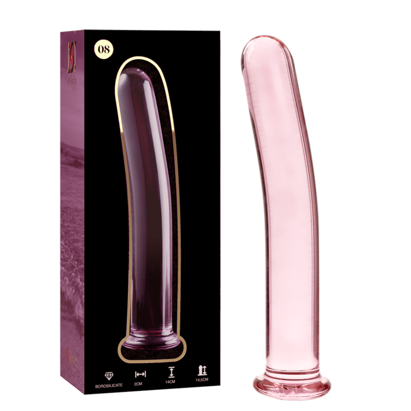 SERIE NEBULA DE IBIZA - MODELO 8 DILDO DE VIDRIO DE BOROSILICATO ROSA 14,5 CM -O- 2 CM
