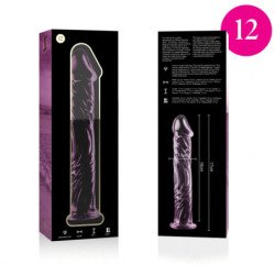 SERIE NEBULA DE IBIZA - MODELO 12 DILDO DE VIDRIO DE BOROSILICATO ROSA 17 CM -O- 3,5 CM