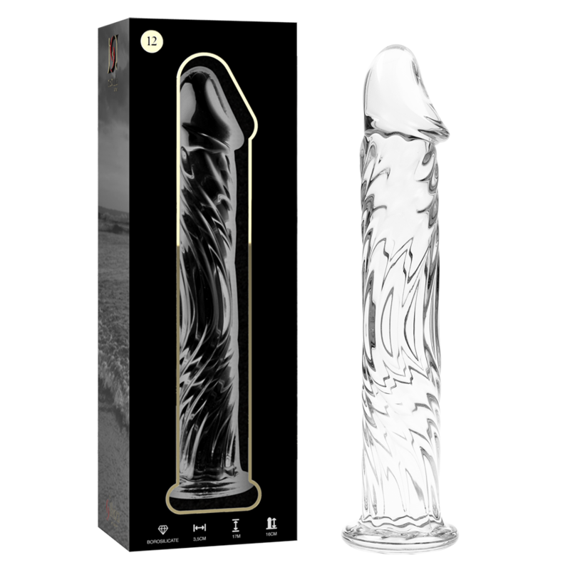 SERIE NEBULA DE IBIZA - MODELO 12 DILDO DE VIDRIO DE BOROSILICATO TRANSPARENTE 17 CM -O- 3,5 CM