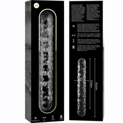 SERIE NEBULA DE IBIZA - MODELO 15 DILDO DE VIDRIO DE BOROSILICATO TRANSPARENTE 18,5 CM -O- 3 CM