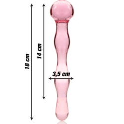 SERIE NEBULA DE IBIZA - MODELO 13 DILDO DE VIDRIO DE BOROSILICATO ROSA 18 CM -O- 3,5 CM