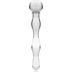 SERIE NEBULA DE IBIZA - MODELO 13 DILDO DE VIDRIO DE BOROSILICATO TRANSPARENTE 18 CM -O- 3,5 CM