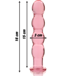 SERIE NEBULA DE IBIZA - MODELO 10 DILDO DE VIDRIO DE BOROSILICATO ROSA 16,5 CM -O- 3,5 CM