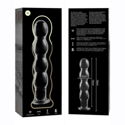 SERIE NEBULA DE IBIZA - MODELO 10 DILDO DE VIDRIO DE BOROSILICATO TRANSPARENTE 16,5 CM -O- 3,5 CM