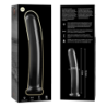 SERIE NEBULA DE IBIZA - MODELO 9 DILDO DE VIDRIO DE BOROSILICATO TRANSPARENTE 15,5 CM -O- 2,5 CM