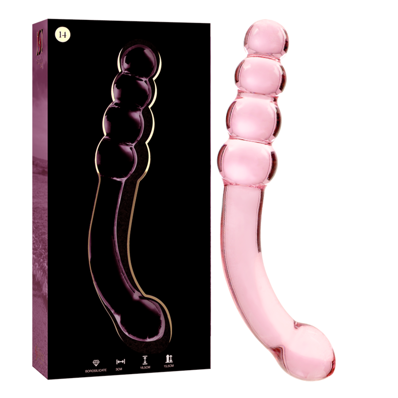 SERIE NEBULA DE IBIZA - MODELO 14 DILDO DE VIDRIO DE BOROSILICATO ROSA 18,5 CM -O- 3 CM