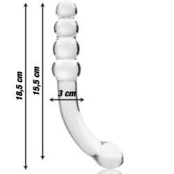 SERIE NEBULA DE IBIZA - MODELO 14 DILDO DE VIDRIO DE BOROSILICATO TRANSPARENTE 18,5 CM -O- 3 CM
