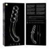 SERIE NEBULA DE IBIZA - MODELO 14 DILDO DE VIDRIO DE BOROSILICATO TRANSPARENTE 18,5 CM -O- 3 CM