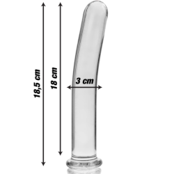 SERIE NEBULA DE IBIZA - MODELO 17 DILDO DE VIDRIO DE BOROSILICATO TRANSPARENTE 18,5 CM -O- 3 CM
