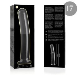 SERIE NEBULA DE IBIZA - MODELO 17 DILDO DE VIDRIO DE BOROSILICATO TRANSPARENTE 18,5 CM -O- 3 CM