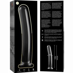 SERIE NEBULA DE IBIZA - MODELO 17 DILDO DE VIDRIO DE BOROSILICATO TRANSPARENTE 18,5 CM -O- 3 CM