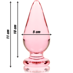 SERIE NEBULA DE IBIZA - MODELO 4 TAPÓN ANAL DE VIDRIO DE BOROSILICATO ROSA 11 CM -O- 5 CM