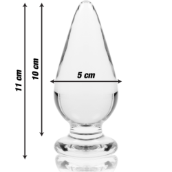 SERIE NEBULA DE IBIZA - MODELO 4 TAPÓN ANAL DE VIDRIO DE BOROSILICATO TRANSPARENTE 11 CM -O- 5 CM