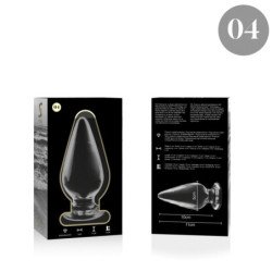 SERIE NEBULA DE IBIZA - MODELO 4 TAPÓN ANAL DE VIDRIO DE BOROSILICATO TRANSPARENTE 11 CM -O- 5 CM