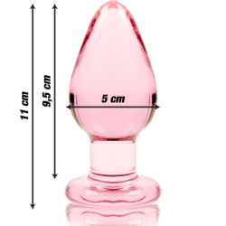 SERIE NEBULA DE IBIZA - MODELO 3 TAPÓN ANAL DE VIDRIO DE BOROSILICATO ROSA 11 CM -O- 5 CM