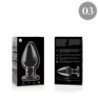 SERIE NEBULA DE IBIZA - MODELO 3 TAPÓN ANAL DE VIDRIO DE BOROSILICATO TRANSPARENTE 11 CM -O- 5 CM