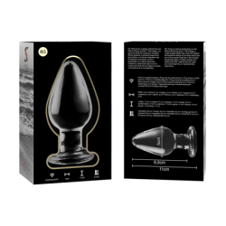 SERIE NEBULA DE IBIZA - MODELO 3 TAPÓN ANAL DE VIDRIO DE BOROSILICATO TRANSPARENTE 11 CM -O- 5 CM