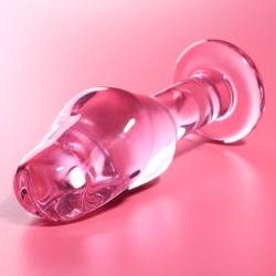 SERIE NEBULA DE IBIZA - MODELO 6 TAPÓN ANAL DE VIDRIO DE BOROSILICATO ROSA 12,5 CM -O- 4 CM