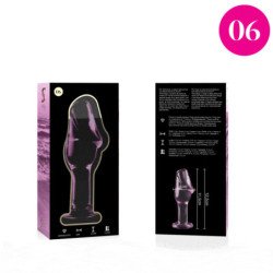 SERIE NEBULA DE IBIZA - MODELO 6 TAPÓN ANAL DE VIDRIO DE BOROSILICATO ROSA 12,5 CM -O- 4 CM