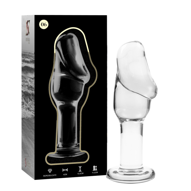 SERIE NEBULA DE IBIZA - MODELO 6 TAPÓN ANAL DE VIDRIO DE BOROSILICATO TRANSPARENTE 12,5 CM -O- 4 CM