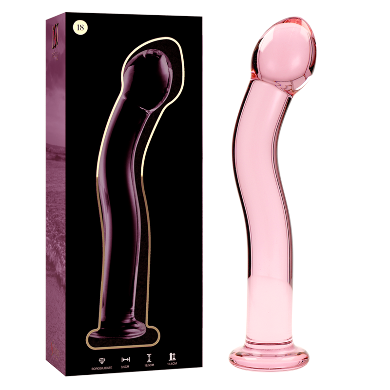 SERIE NEBULA DE IBIZA - MODELO 18 DILDO DE VIDRIO DE BOROSILICATO ROSA 18,5 CM -O- 3,5 CM